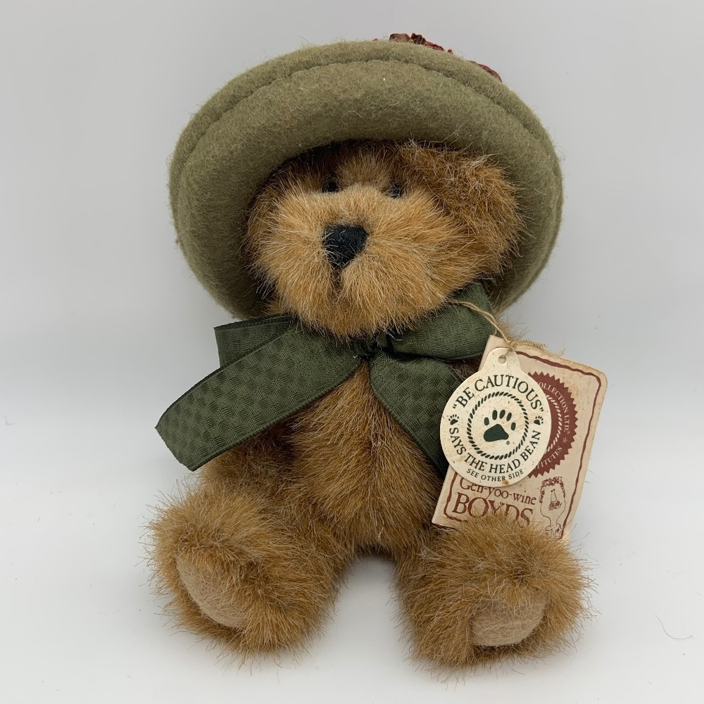 Vintage Boyds Bears Ann Marle Green Hat & Bow Plush Bear w/ Tags